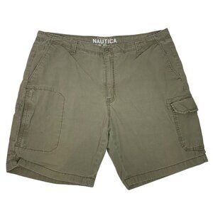 Nautica Cargo Deck Shorts Mens Size 40 Army Green Utility Outdoor Pockets Cotton